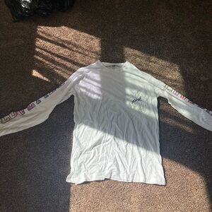 PINK White Long Sleeve Shirt with Colorful Sleeve Design